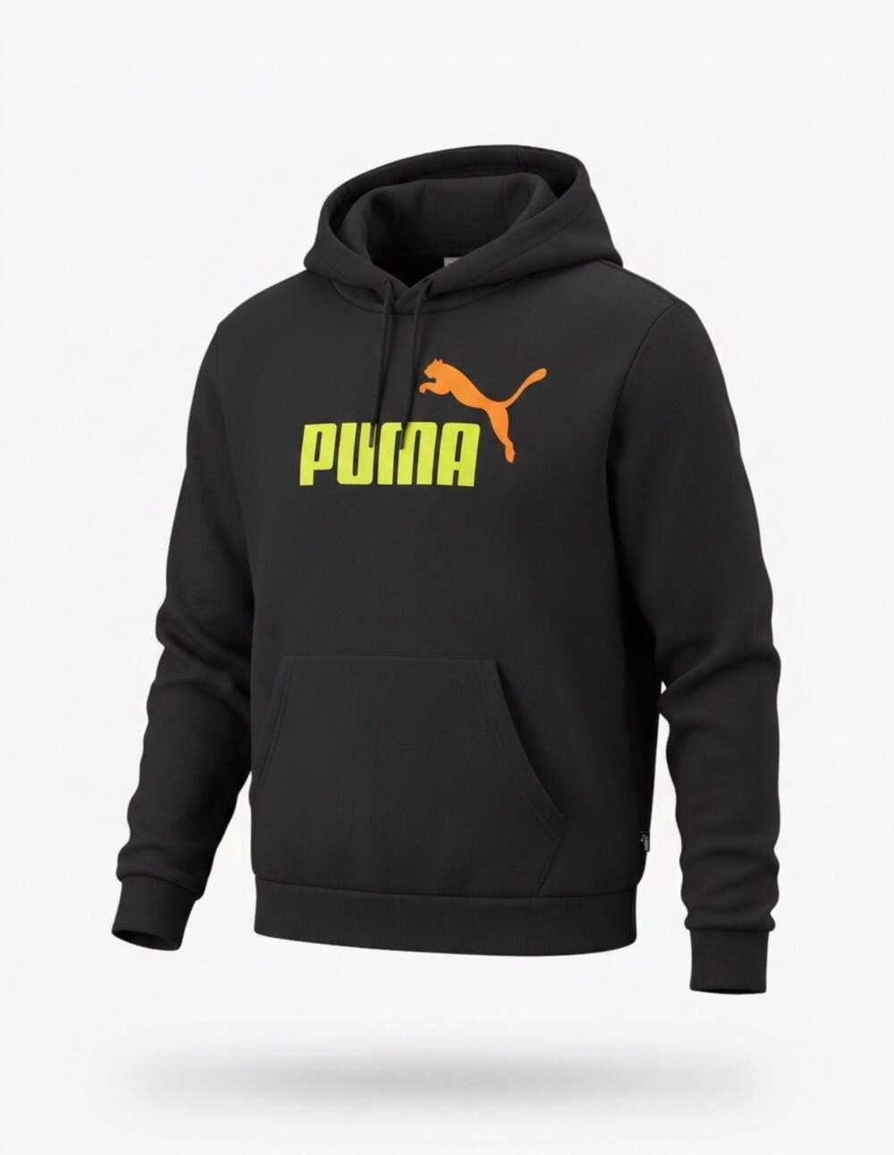 Puma Essentials+ 2-Color Big Logo Fleece Hoodie in Black